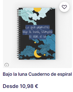 cuaderno con diseños magicos de nubes y frase sobre luna y sol